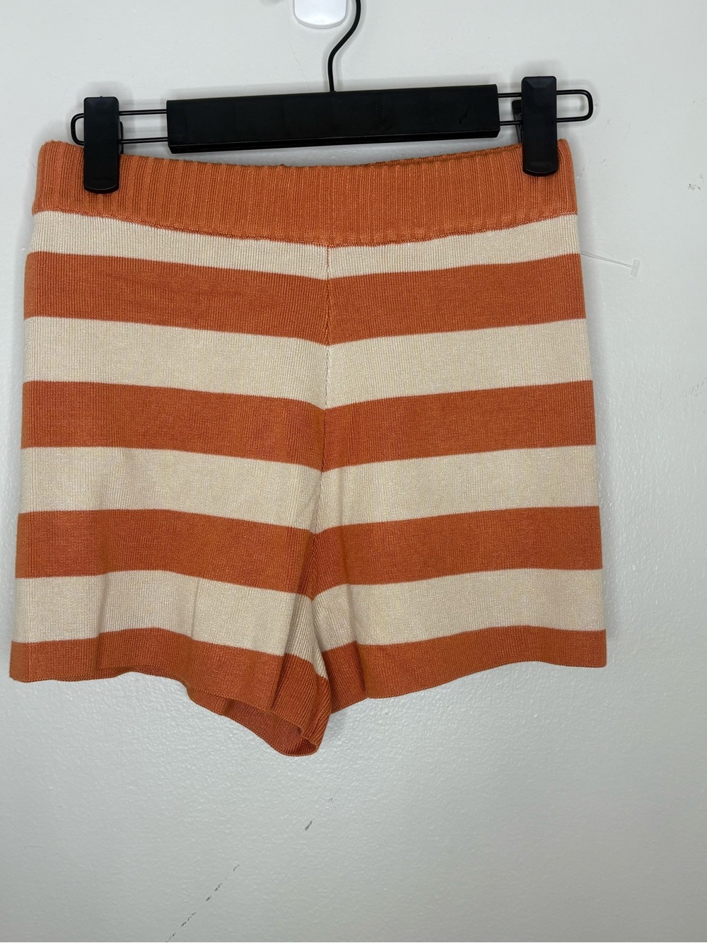 Olivaceous Orange & Cream Striped Knit Bike Shorts